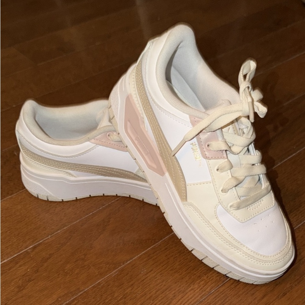 Puma Kids Cream and White Sneakers